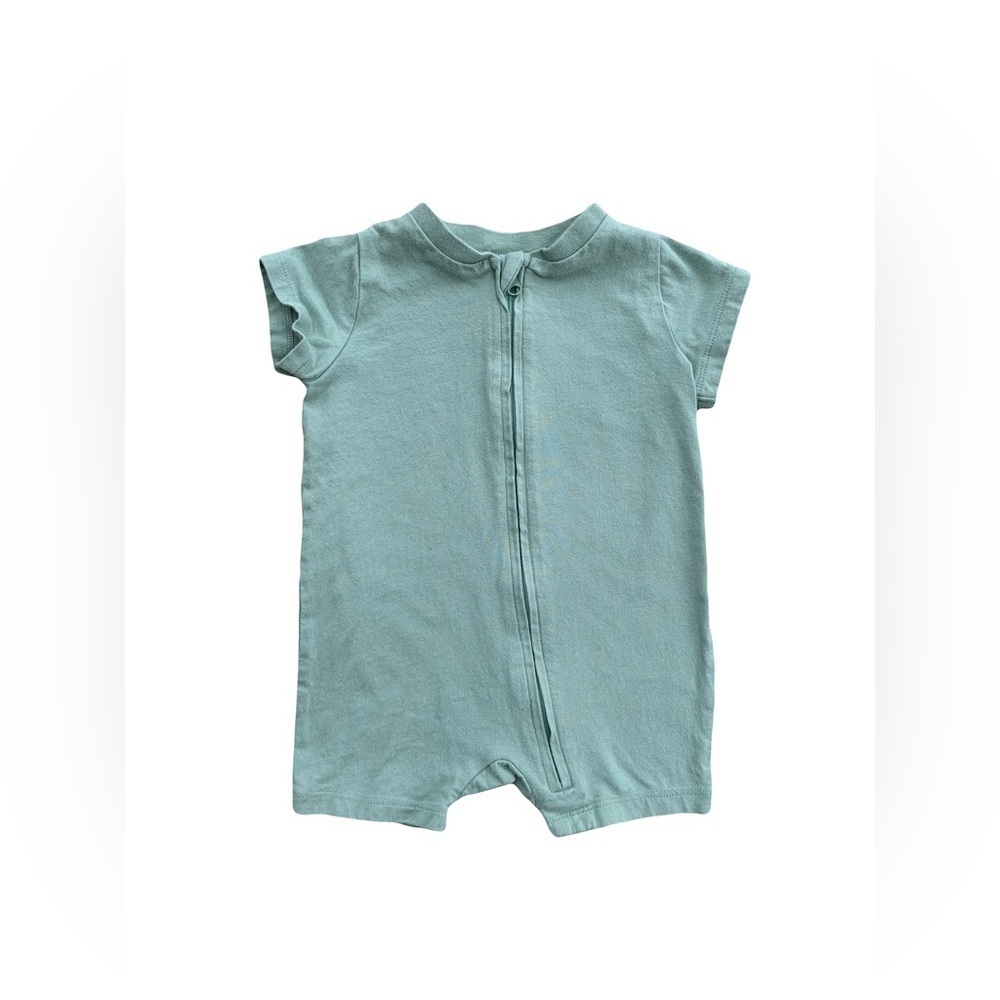 H&M Size 3 Months Green Zipper Shortall Romper